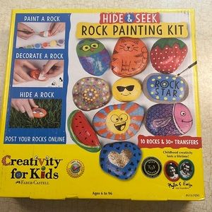 Hide & Seek Rock Painting Kit 10 Rocks & 30 + Transfers New Sealed Box